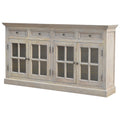 Solid Mango Wood Sideboard – Stone Acid-Wash Finish, Glazed Doors & Drawers
