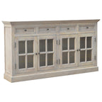 Solid Mango Wood Sideboard – Stone Acid-Wash Finish, Glazed Doors & Drawers