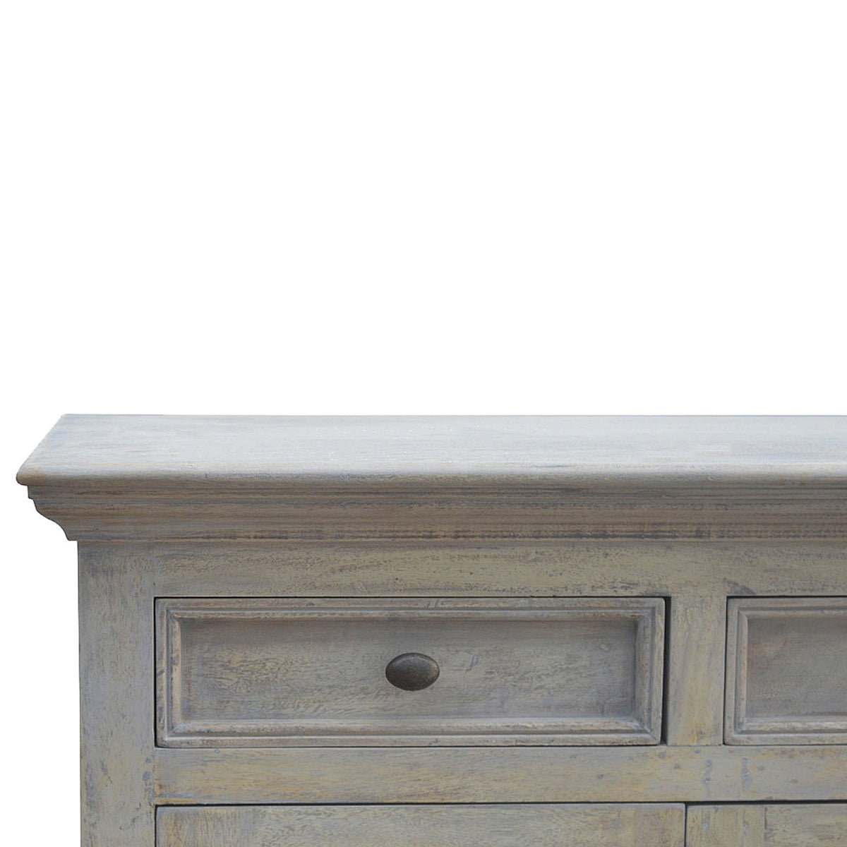 Solid Mango Wood Sideboard – Stone Acid-Wash Finish, Glazed Doors & Drawers