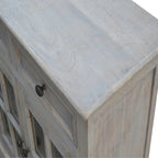 Solid Mango Wood Sideboard – Stone Acid-Wash Finish, Glazed Doors & Drawers