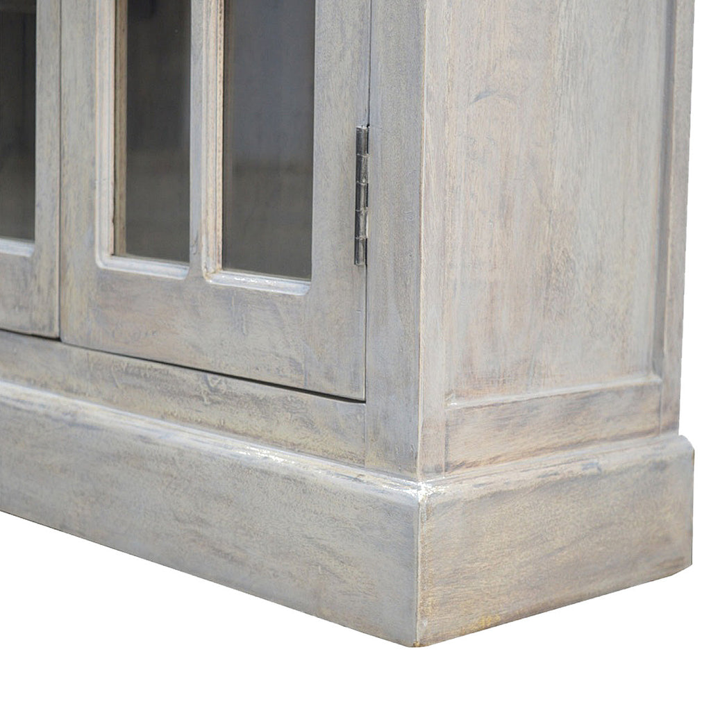 Solid Mango Wood Sideboard – Stone Acid-Wash Finish, Glazed Doors & Drawers