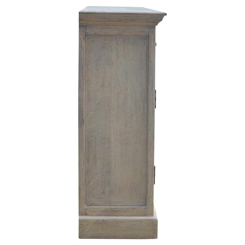 Solid Mango Wood Sideboard – Stone Acid-Wash Finish, Glazed Doors & Drawers