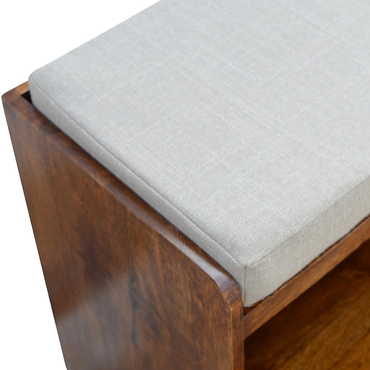 Solid Mango Wood Shoe Storage Bench – Mud Linen Seat for 6–8 Pairs