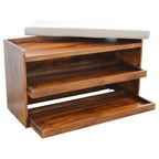 Solid Mango Wood Shoe Storage Bench – Mud Linen Seat for 6–8 Pairs