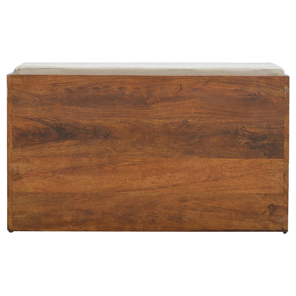 Solid Mango Wood Shoe Storage Bench – Mud Linen Seat for 6–8 Pairs