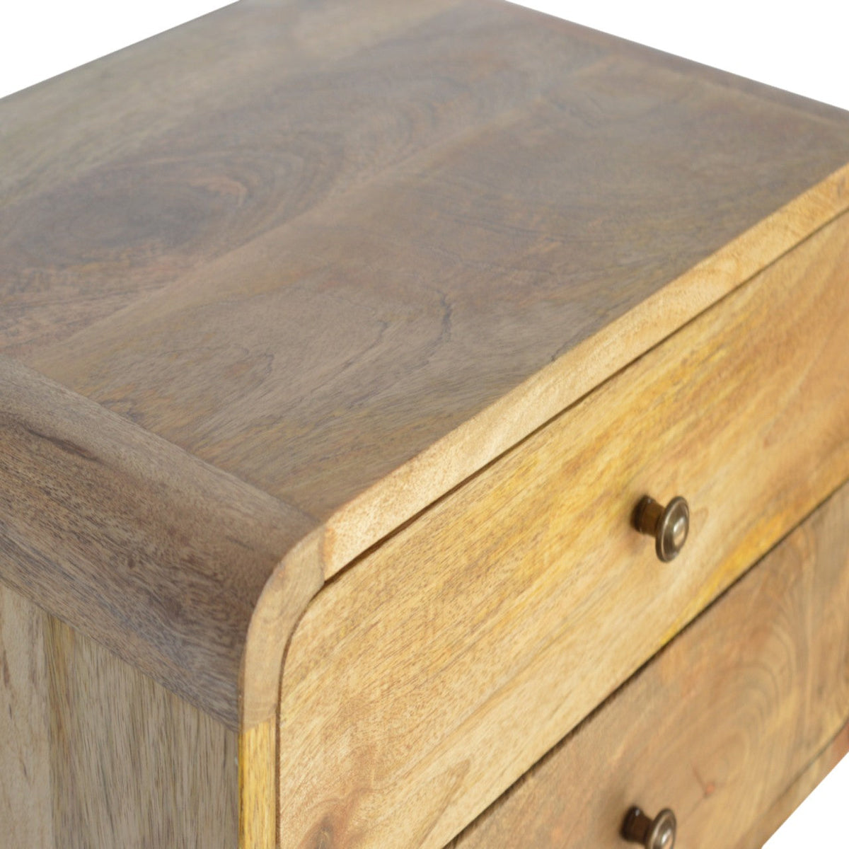 2-Drawer Floating Solid Mango Wood Nightstand – Oak-Ish Finish