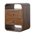Curve 2-Drawer Solid Mango Wood Nightstand – Chestnut Finish