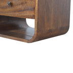 Curve 2-Drawer Solid Mango Wood Nightstand – Chestnut Finish