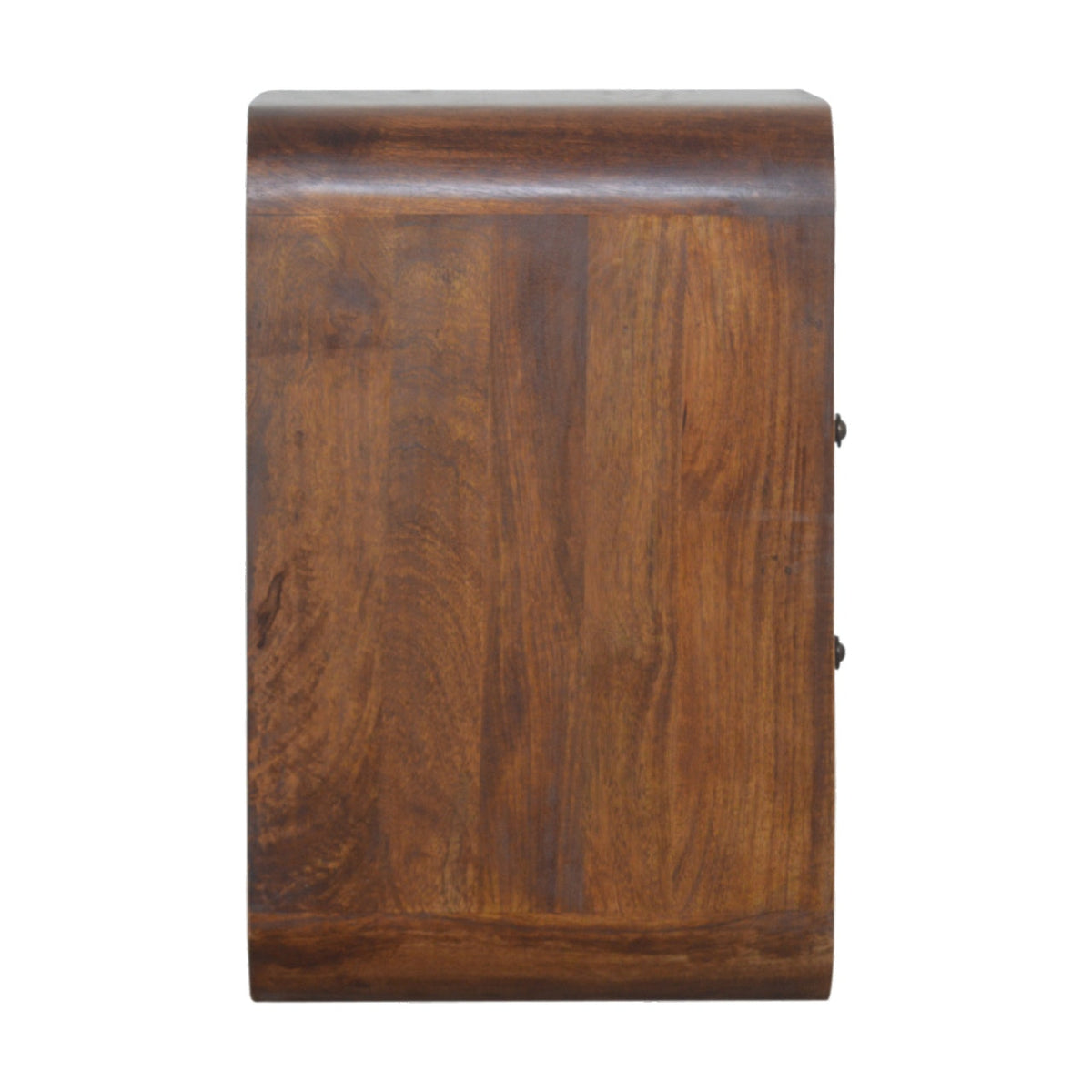 Curve 2-Drawer Solid Mango Wood Nightstand – Chestnut Finish