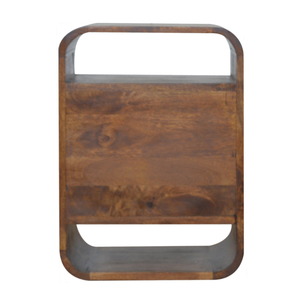 Curve 2-Drawer Solid Mango Wood Nightstand – Chestnut Finish