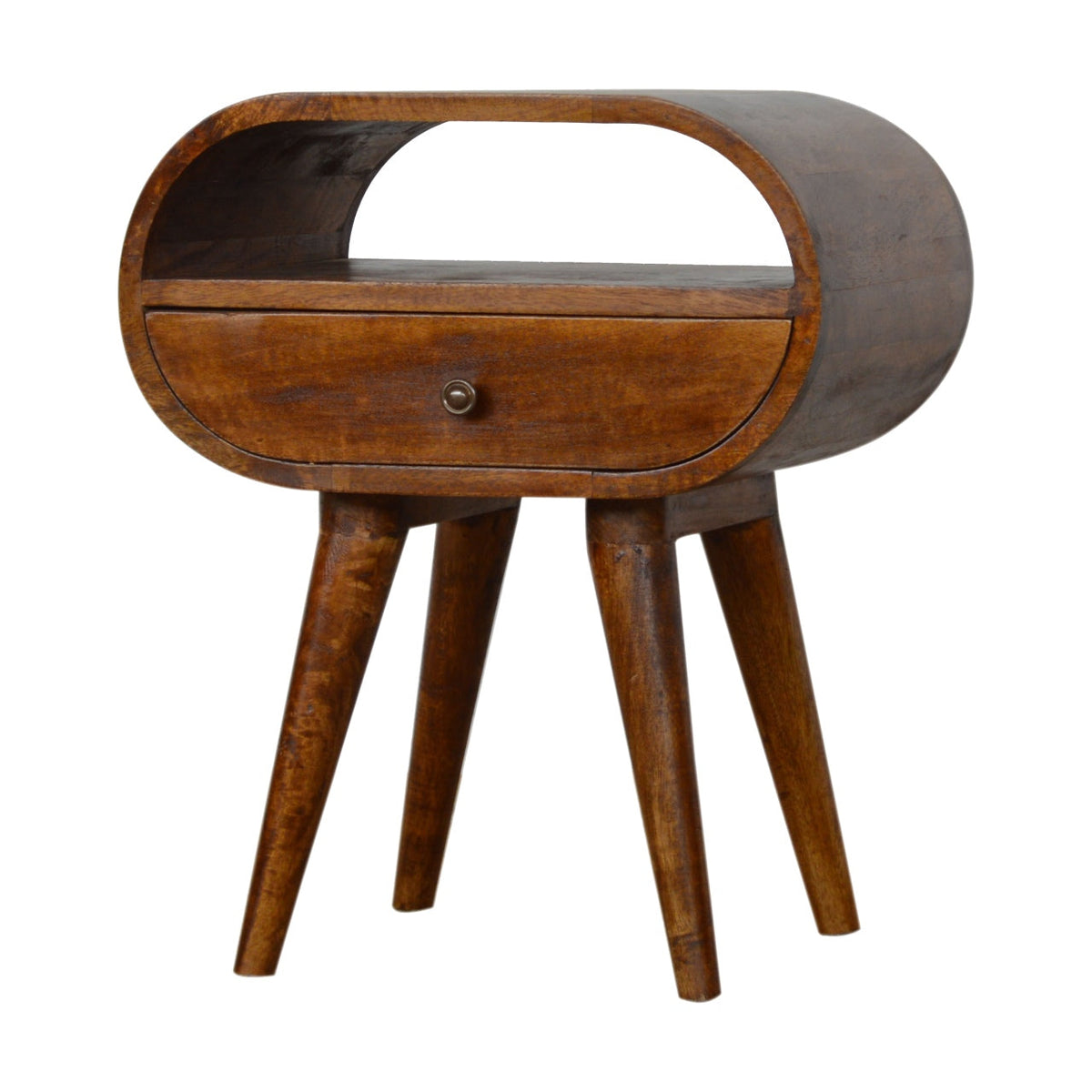 1-Drawer Solid Mango Wood Nightstand – Chestnut Finish