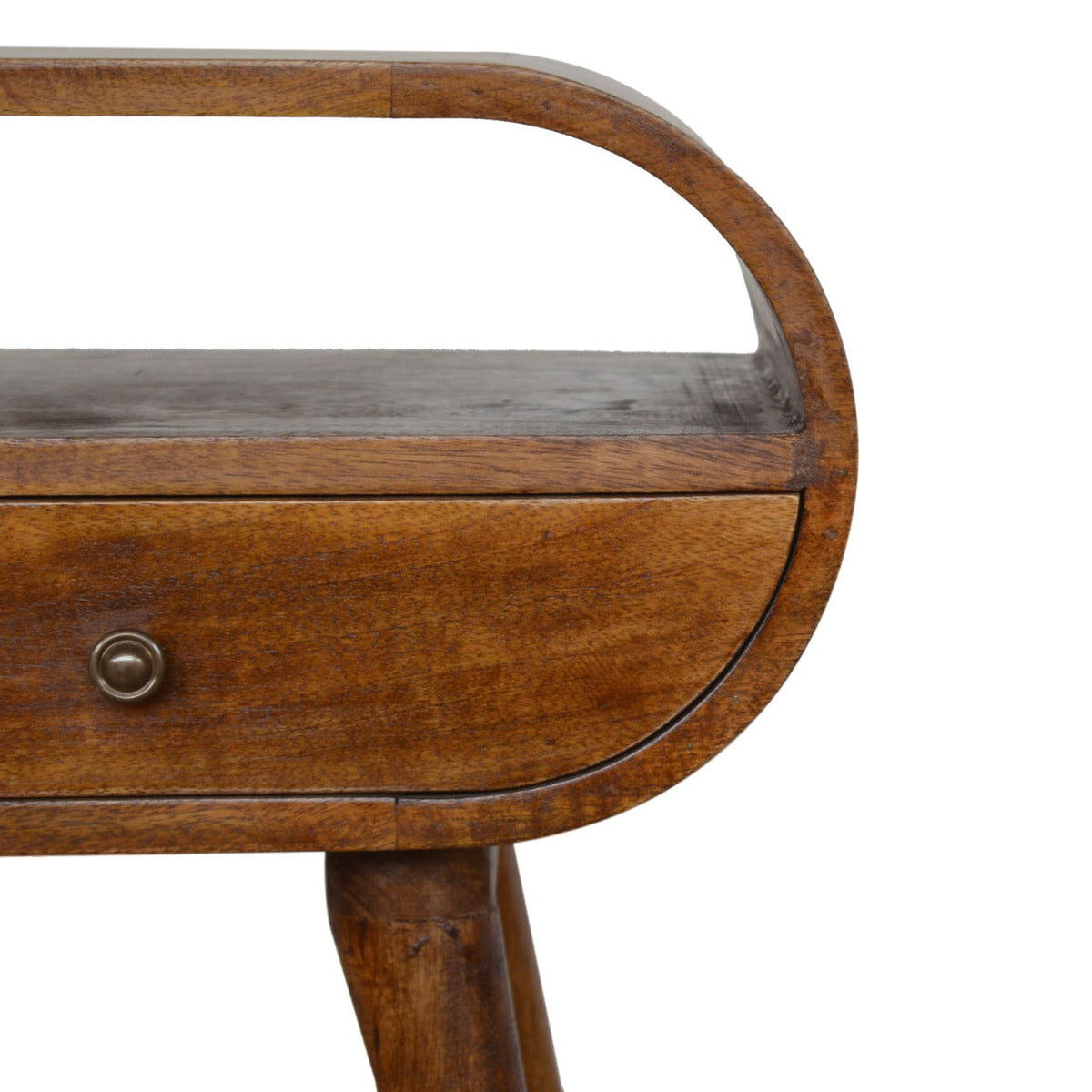1-Drawer Solid Mango Wood Nightstand – Chestnut Finish