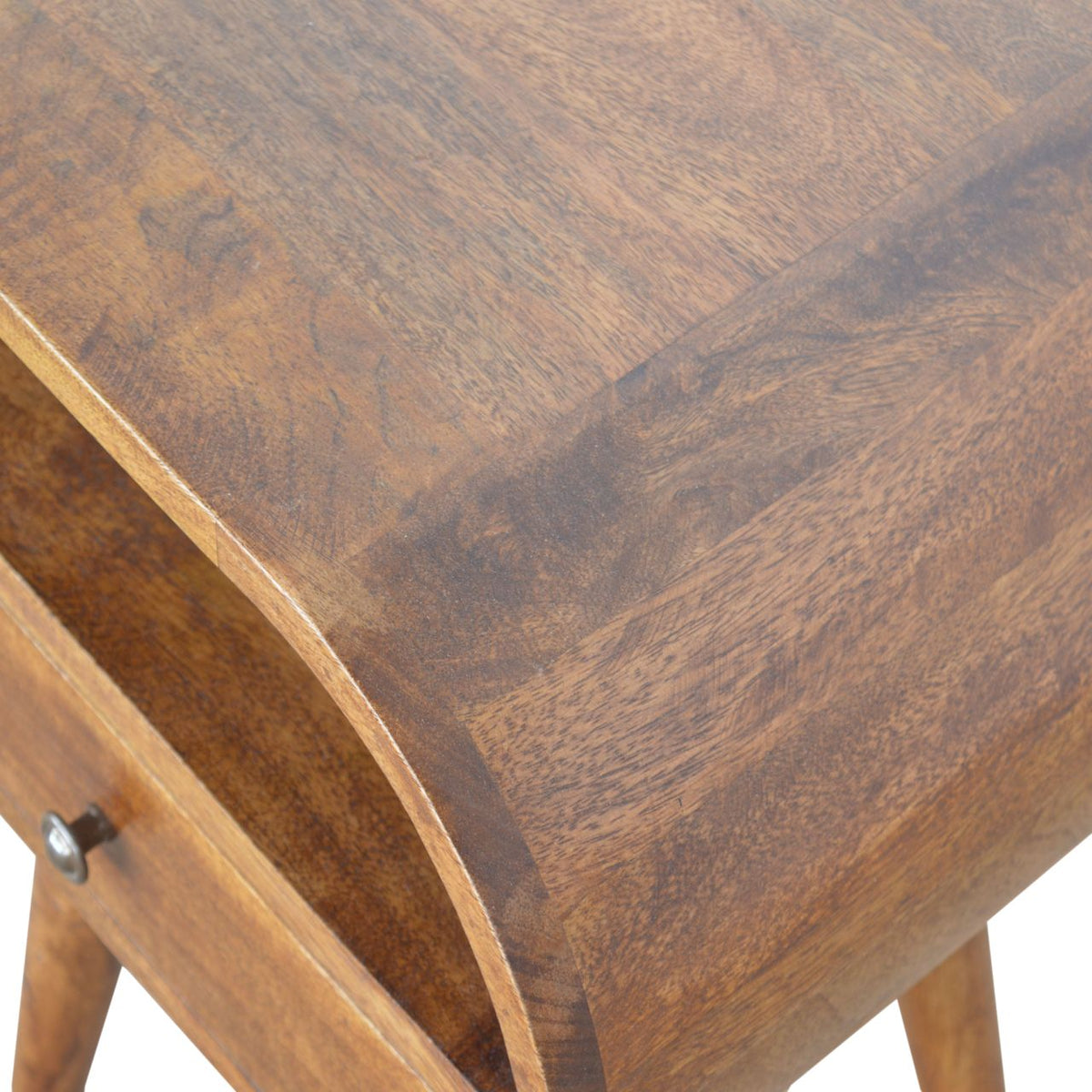 1-Drawer Solid Mango Wood Nightstand – Chestnut Finish