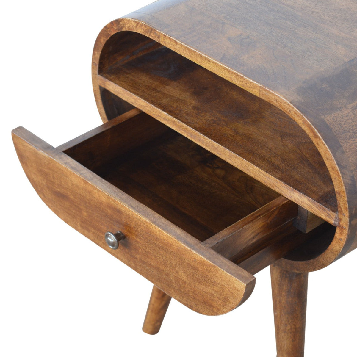 1-Drawer Solid Mango Wood Nightstand – Chestnut Finish