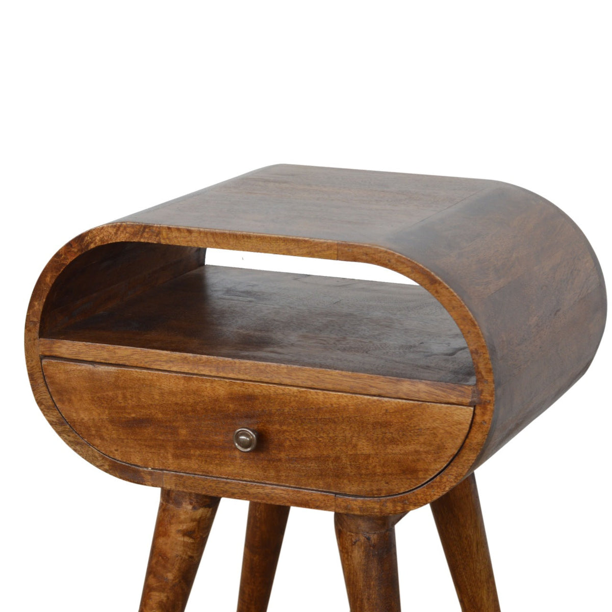 1-Drawer Solid Mango Wood Nightstand – Chestnut Finish