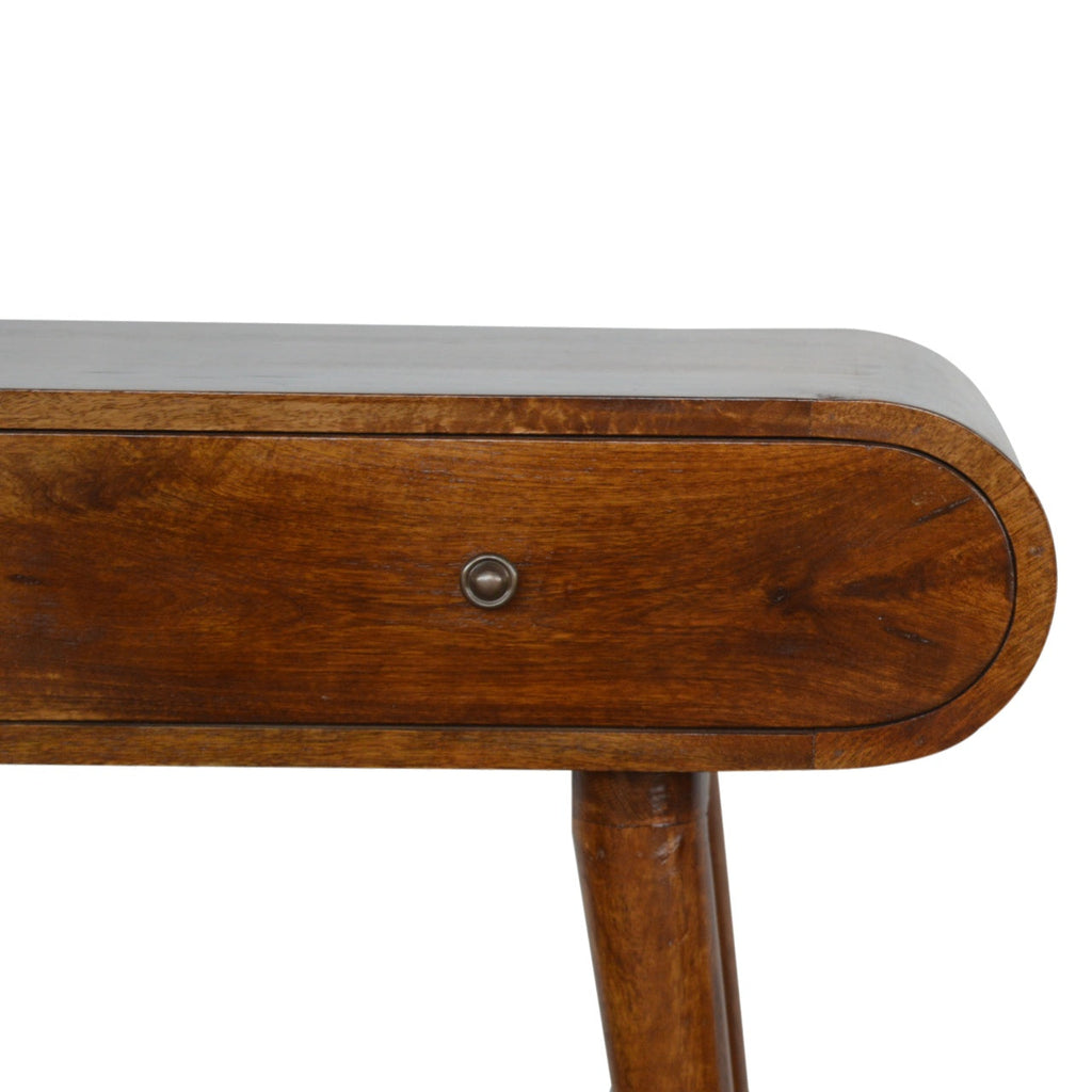 London Solid Mango Wood Console Table – Chestnut Finish, 2 Drawers