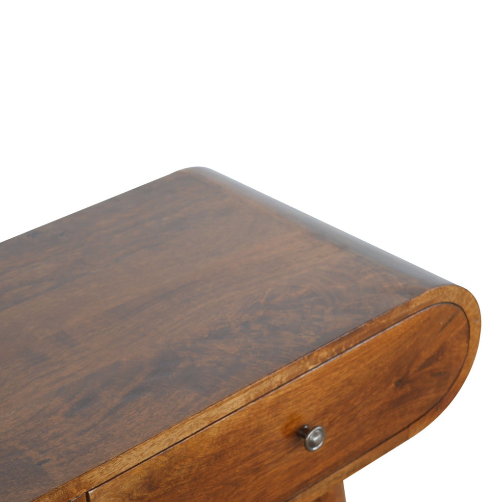 London Solid Mango Wood Console Table – Chestnut Finish, 2 Drawers