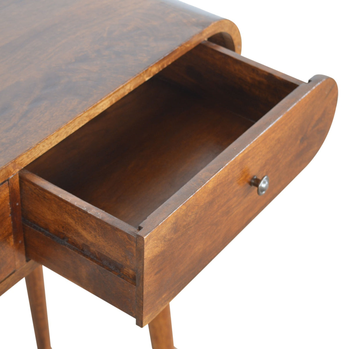 London Solid Mango Wood Console Table – Chestnut Finish, 2 Drawers