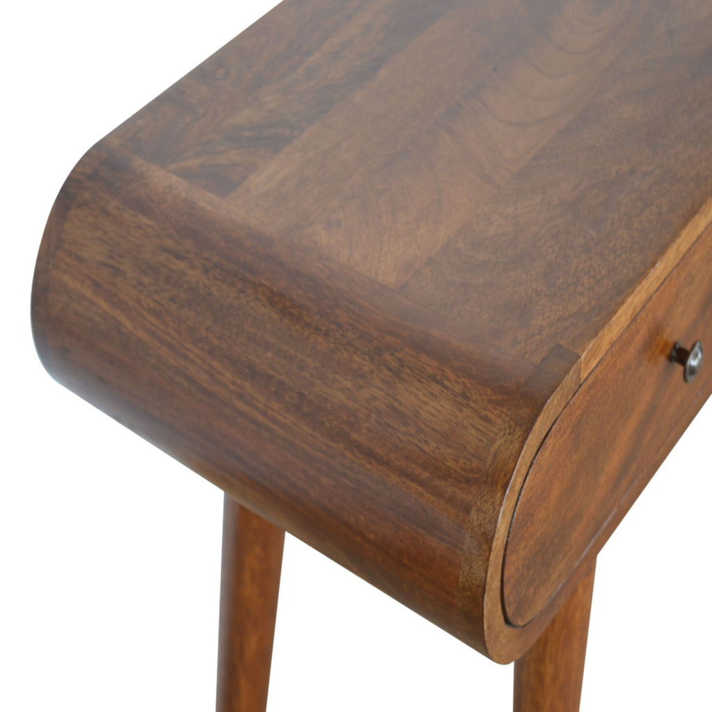 London Solid Mango Wood Console Table – Chestnut Finish, 2 Drawers