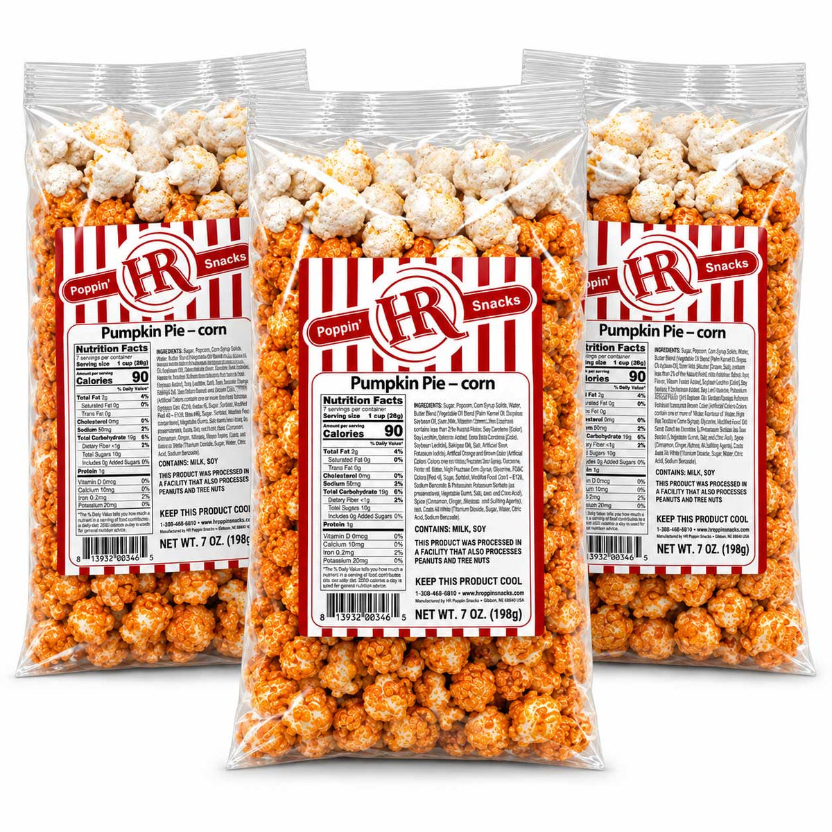 Pumpkin Pie Popcorn | Pack of 3 | 5 oz | HR Poppin' Snacks