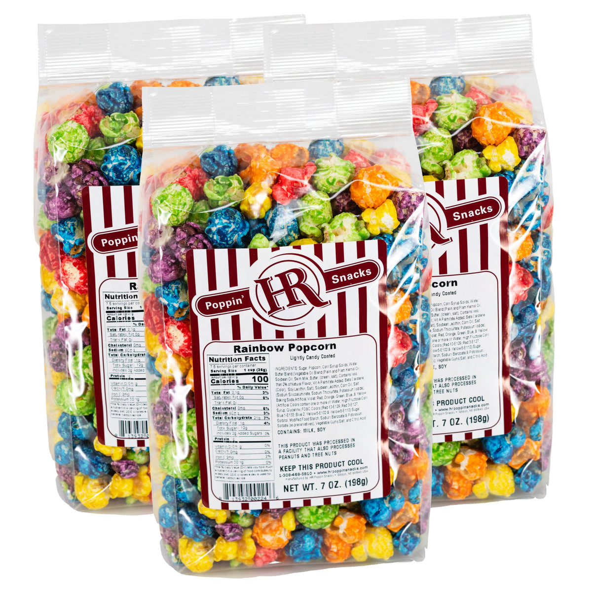 Rainbow Popcorn | Pack of 3 | 7 oz | HR Poppin' Snacks