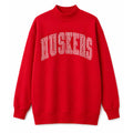 Huskers Sewn Appliqué Red Gingham Licensed Women's Mock Neck Sweatshirt | Multiple Sizes | H.Flynn Designs