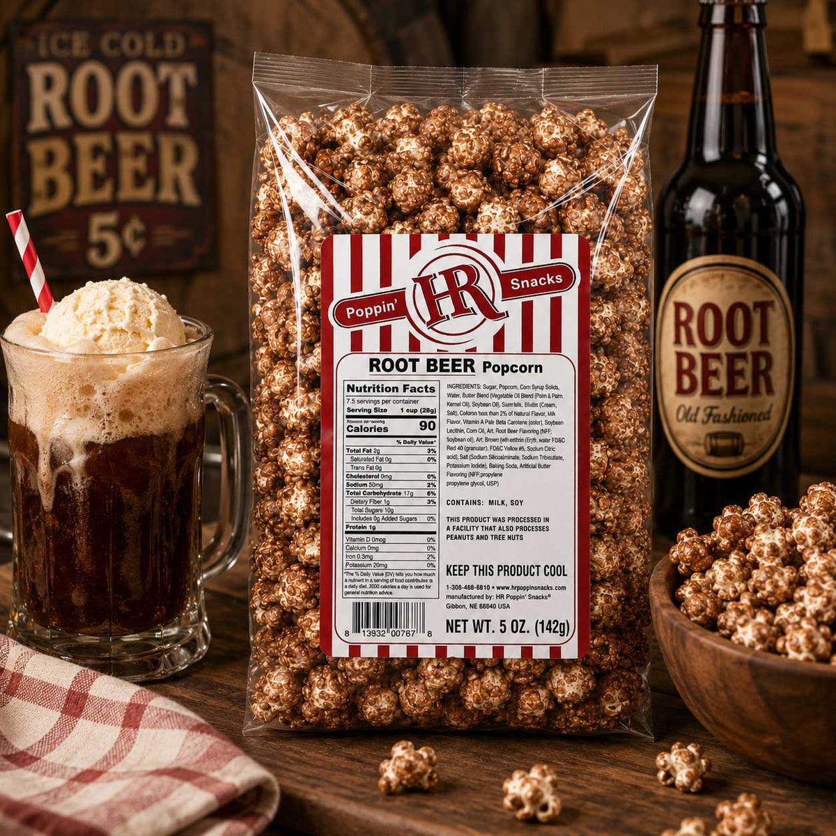 Root Beer Popcorn | 5 oz | HR Poppin' Snacks