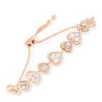 Rose plated sterling silver diamond heart link bolo bracelet 0.30 cttw bijoux-nyc direct