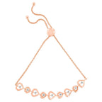 Rose plated sterling silver diamond heart link bolo bracelet 0.30 cttw bijoux-nyc direct