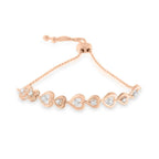 Rose plated sterling silver diamond heart link bolo bracelet 0.30 cttw bijoux-nyc direct