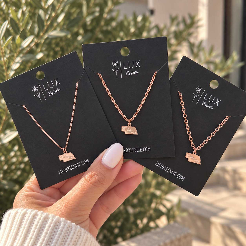 Nebraska Necklace | Multiple Chains & Colors | Lux by Leslie
