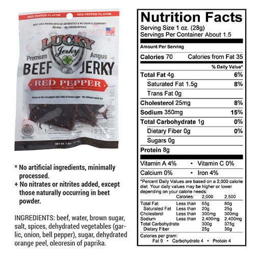 Red Pepper Beef Jerky | Pack of 24 | 1.5 oz | Nebraska Star Beef