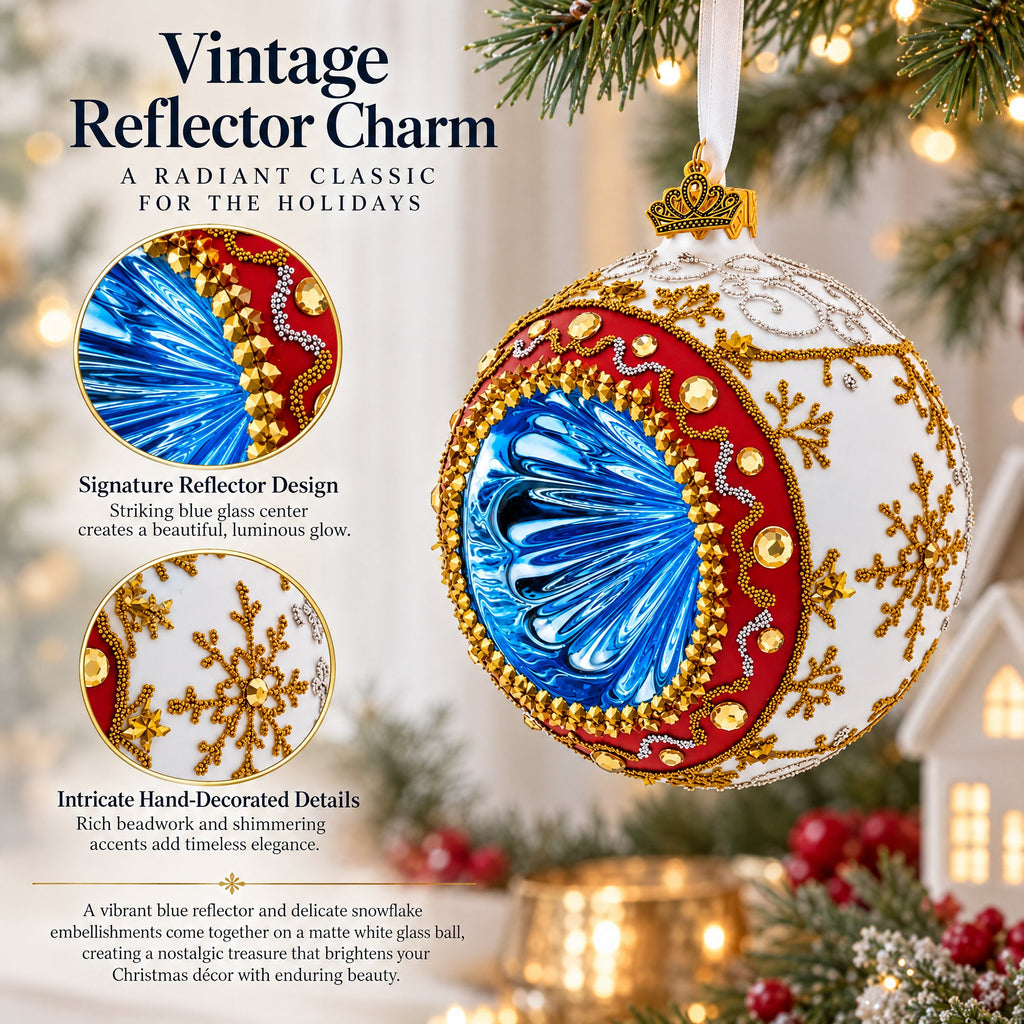 Vintage Retro Style Reflector on White Ball Christmas Ornament