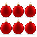 Set of 6 Matte Red Flat Disc Glass Christmas Ornaments 3 Inches