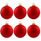 Set of 6 Matte Red Flat Disc Glass Christmas Ornaments 3 Inches