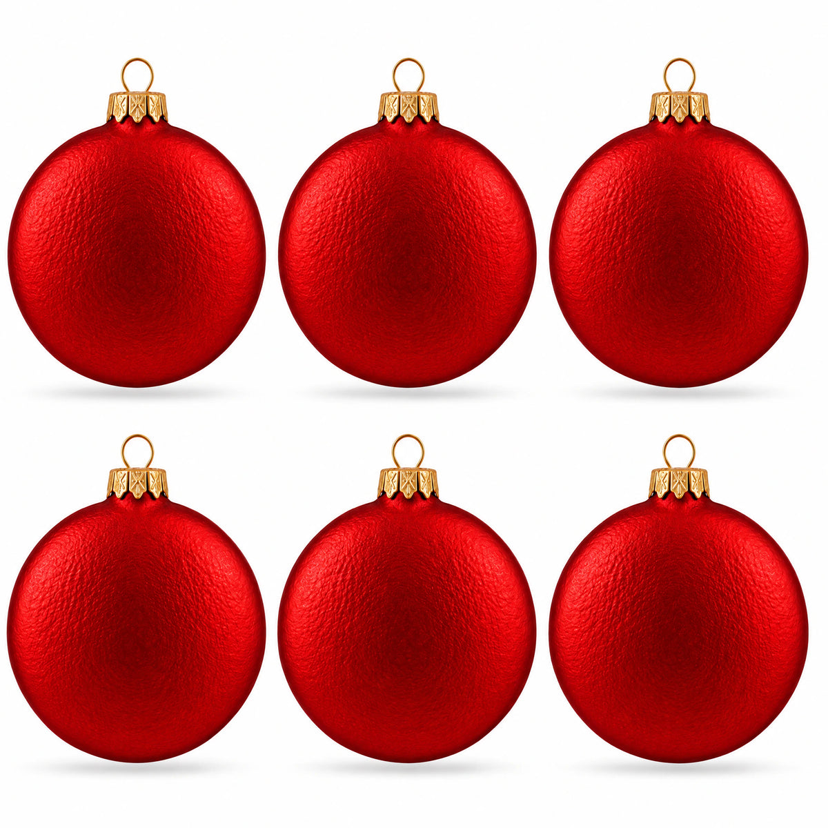 Set of 6 Matte Red Flat Disc Glass Christmas Ornaments 3 Inches