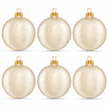 Set of 6 Ivory Flat Disc Glass Christmas Ornaments 3 Inches