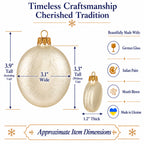 Set of 6 Ivory Flat Disc Glass Christmas Ornaments 3 Inches