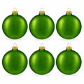 Set of 6 Matte Green Flat Disc Glass Christmas Ornaments 3 Inches