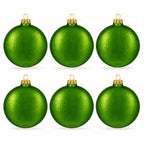 Set of 6 Matte Green Flat Disc Glass Christmas Ornaments 3 Inches
