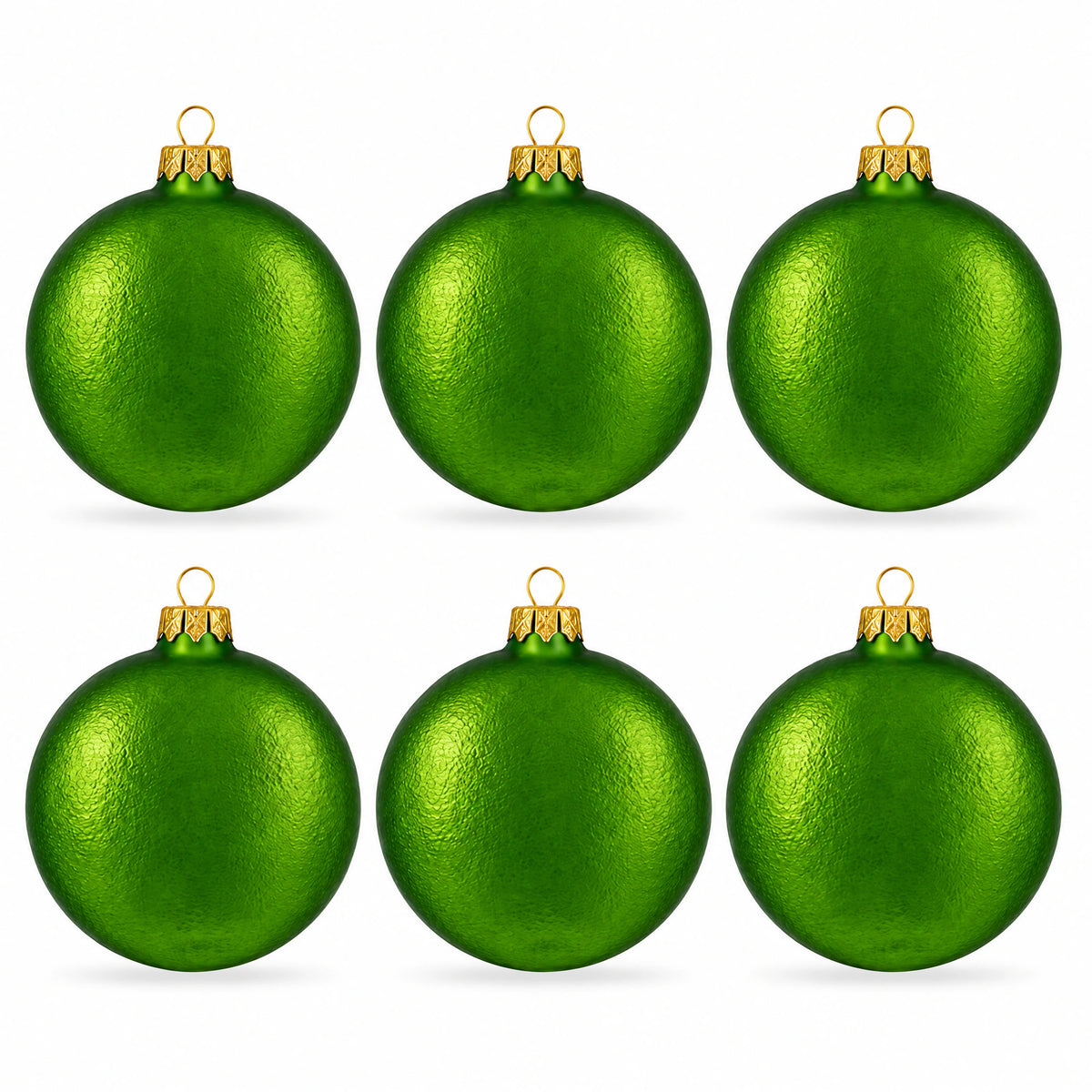 Set of 6 Matte Green Flat Disc Glass Christmas Ornaments 3 Inches