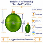 Set of 6 Matte Green Flat Disc Glass Christmas Ornaments 3 Inches