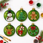 Set of 6 Matte Green Flat Disc Glass Christmas Ornaments 3 Inches