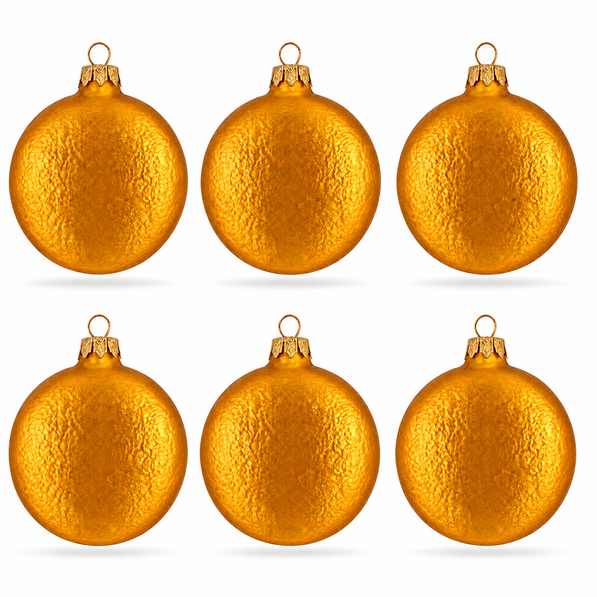 Set of 6 Matte Gold Flat Disc Glass Christmas Ornaments 3 Inches