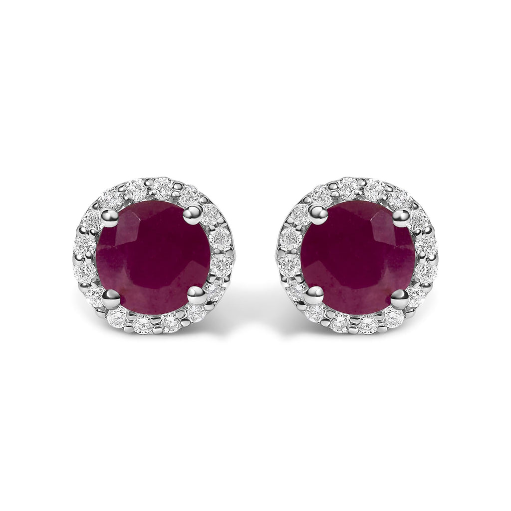 10K Gold Gemstone and 3/8 Cttw Diamond Halo Jewelry Set (Earrings, Pendant & Ring)