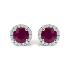 10K Gold Gemstone and 3/8 Cttw Diamond Halo Jewelry Set (Earrings, Pendant & Ring)