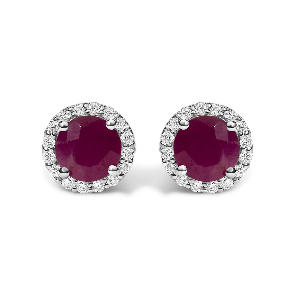 10K Gold Gemstone and 3/8 Cttw Diamond Halo Jewelry Set (Earrings, Pendant & Ring)
