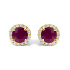 10K Gold Gemstone and 3/8 Cttw Diamond Halo Jewelry Set (Earrings, Pendant & Ring)