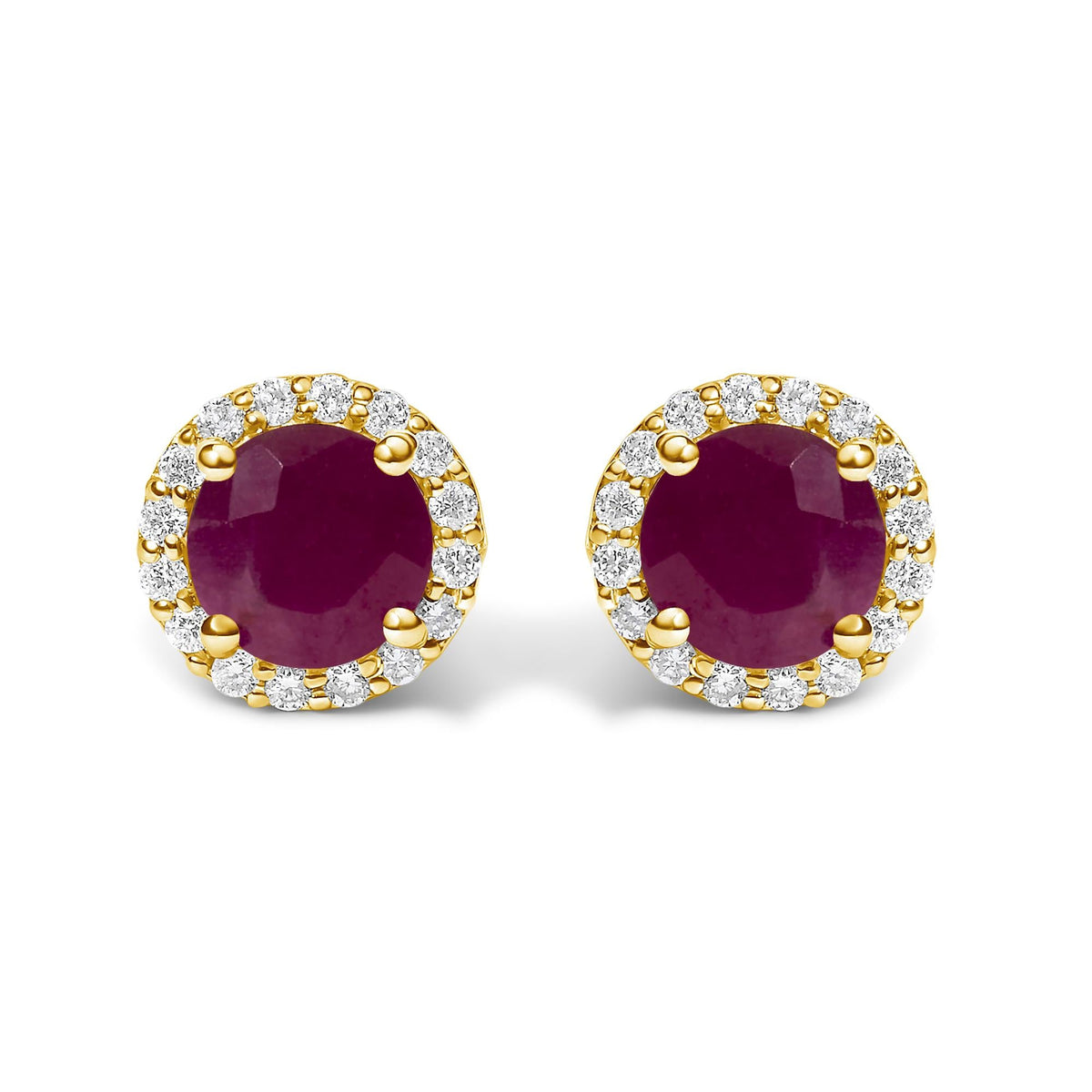 10K Gold Gemstone and 3/8 Cttw Diamond Halo Jewelry Set (Earrings, Pendant & Ring)