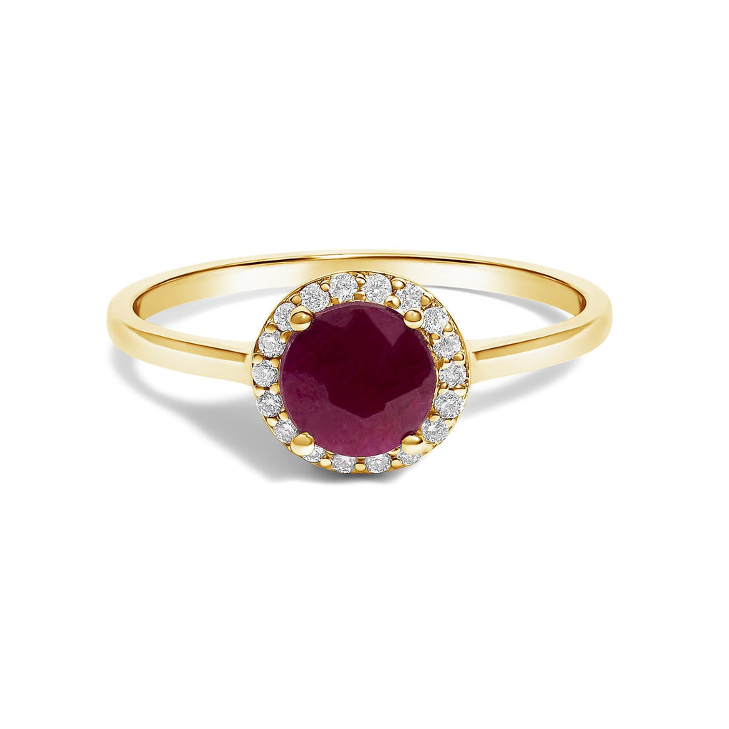 10K Gold Gemstone and 3/8 Cttw Diamond Halo Jewelry Set (Earrings, Pendant & Ring)
